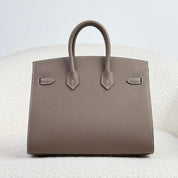 Hermès Etoupe Birkin Sellier 25 Epsom Gold Hardware