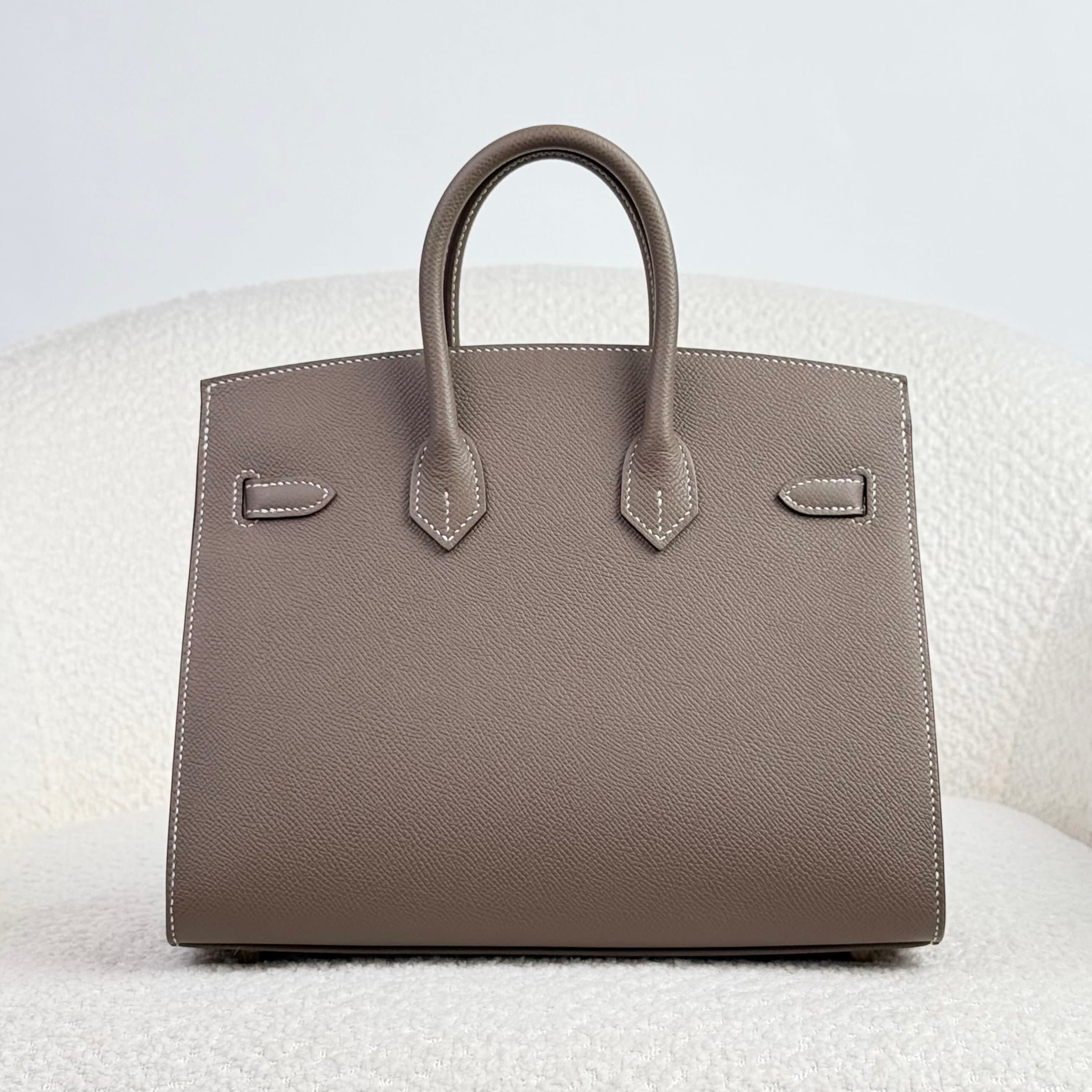Hermès Etoupe Birkin Sellier 25 Epsom Gold Hardware