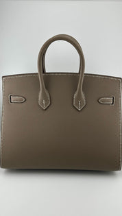 Hermès Etoupe Birkin Sellier 25 Epsom Palladium Hardware