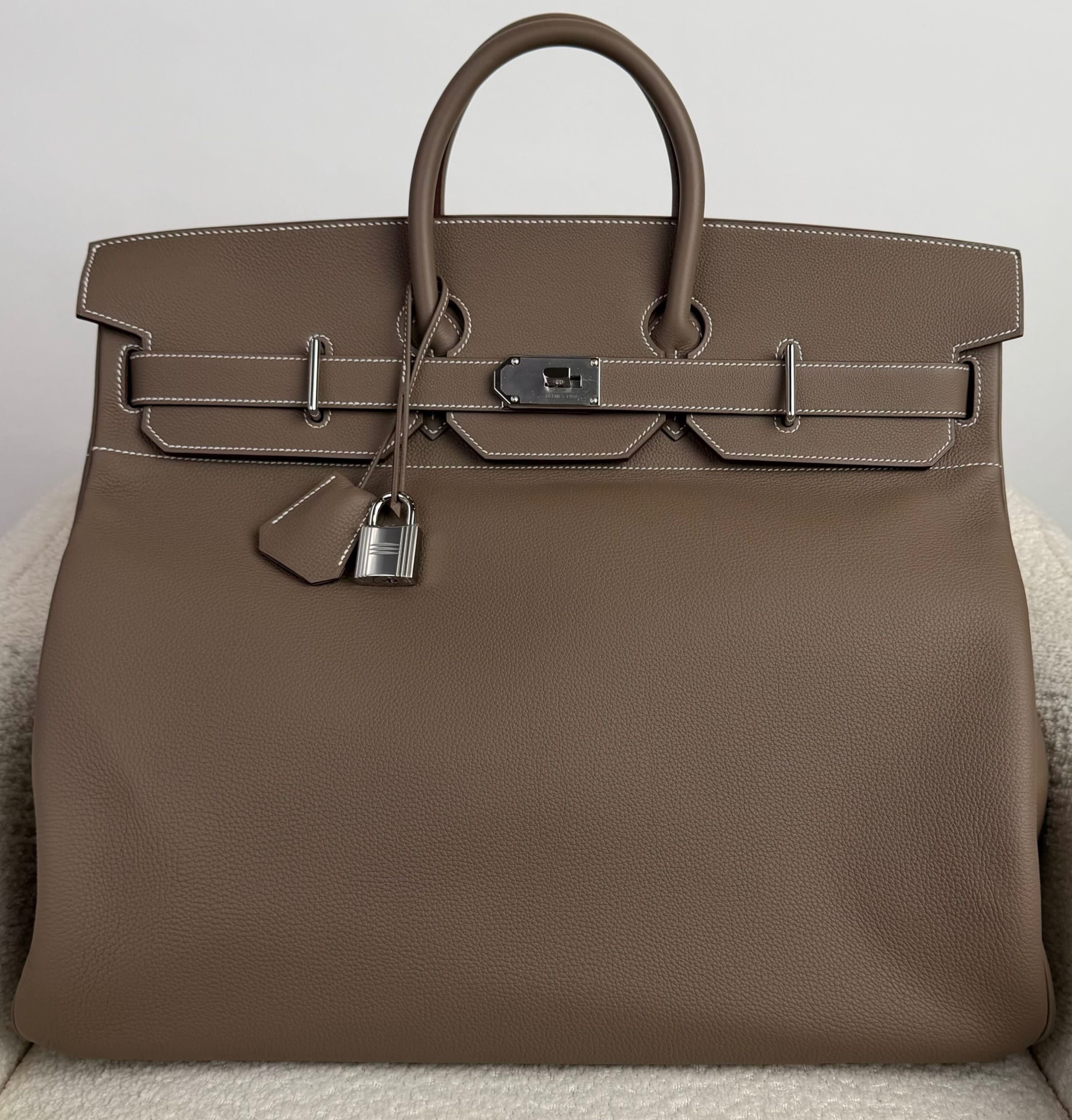 Hermès Etoupe HAC Birkin 50 Togo Palladium Hardware