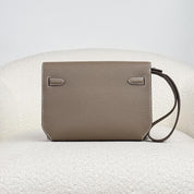 Hermès Etoupe Kelly Depeches 25 Togo Clutch Palladium Hardware
