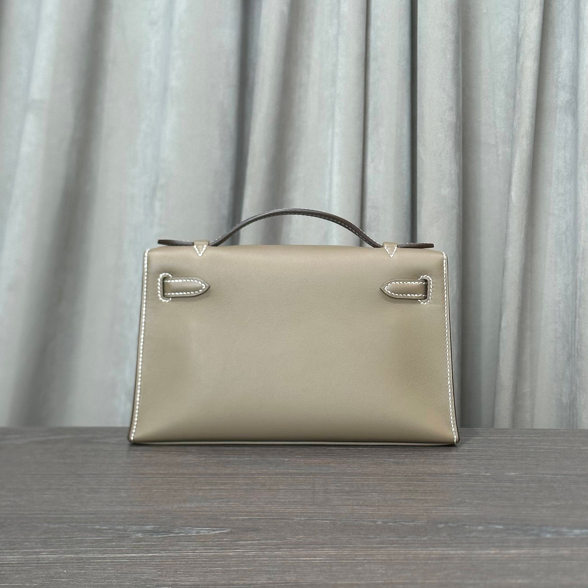 Hermès Etoupe Kelly Pochette – Taupe Kelly Clutch Swift Palladium