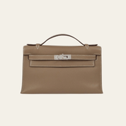 Hermès Etoupe Kelly Pochette Clutch Swift Calfskin Palladium Hardware