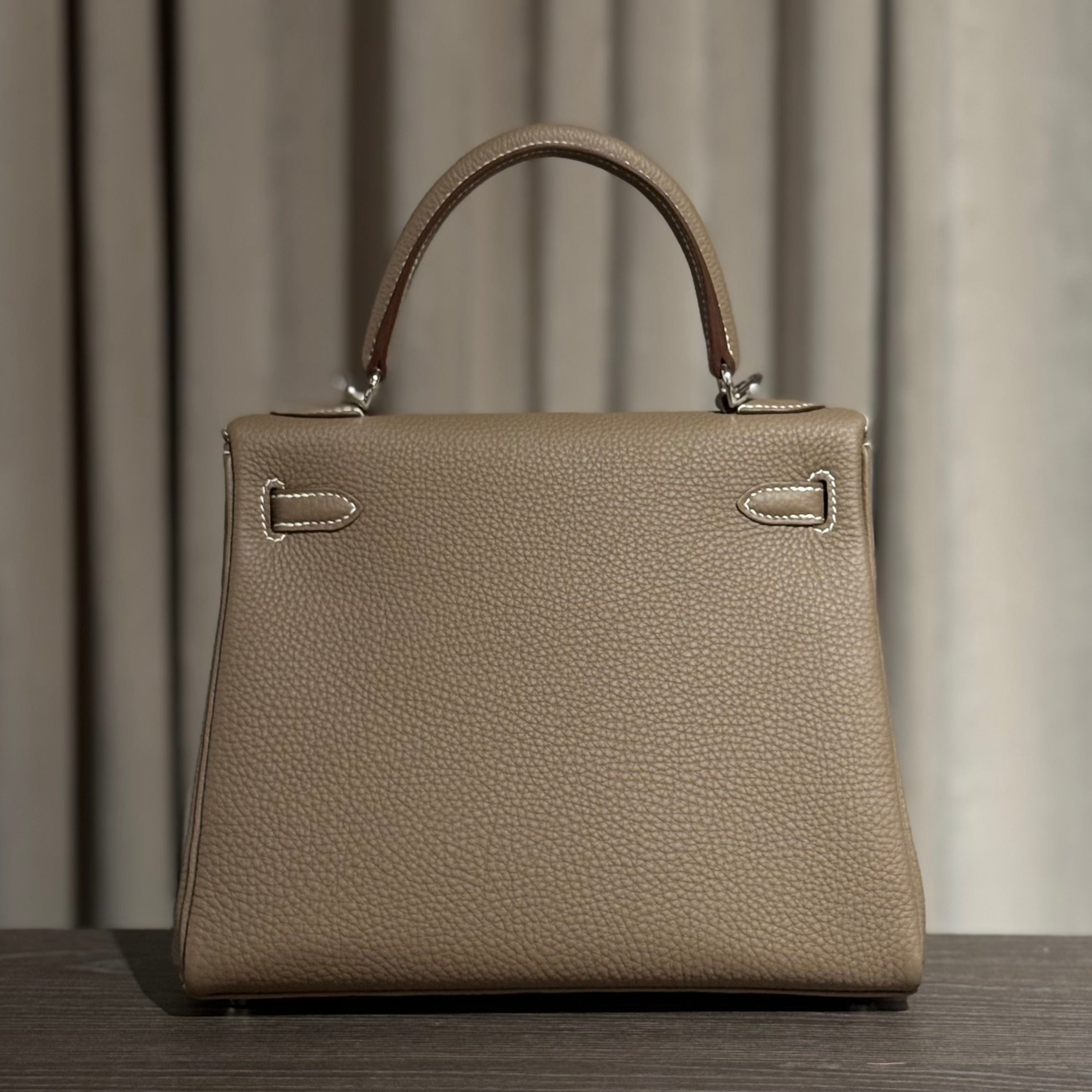 Hermès Etoupe Kelly Retourne 25 Palladium Hardware