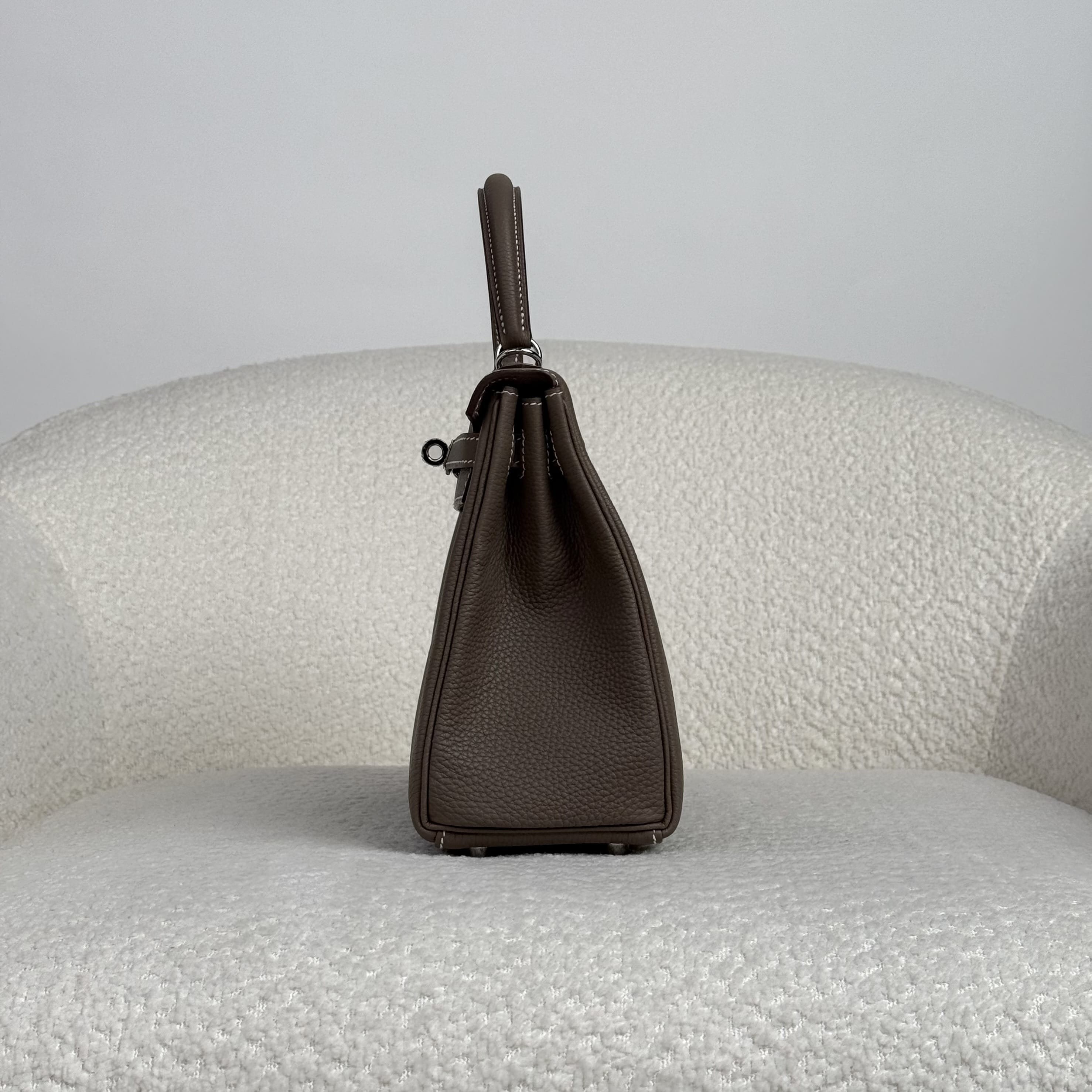 Hermès Etoupe Kelly Retourne 25 Togo Palladium Hardware