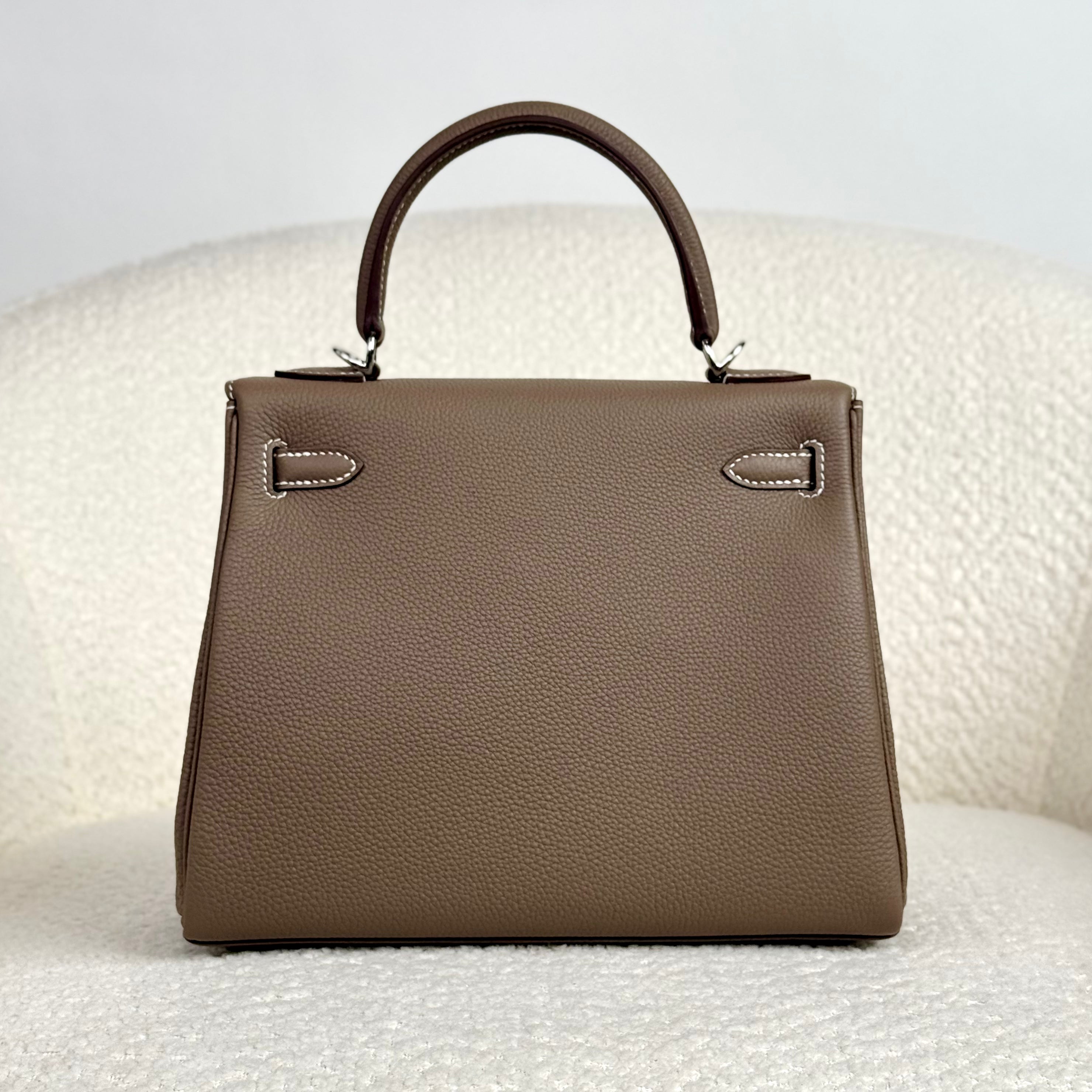 Hermès Etoupe Kelly Retourne 25 Togo Palladium Hardware