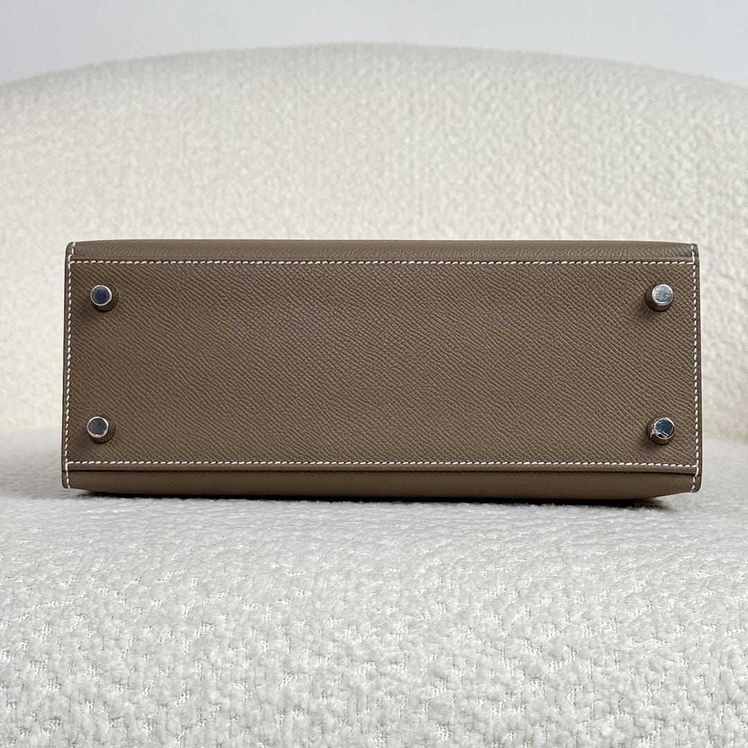 Hermès Etoupe Kelly Sellier 25 Epsom Palladium Hardware