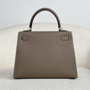 Hermès Etoupe Kelly Sellier 25 Epsom Palladium Hardware