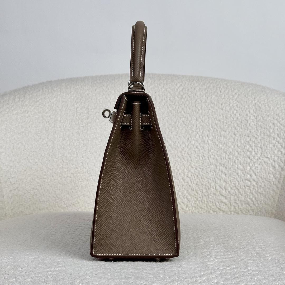 Hermès Etoupe Kelly Sellier 25 Epsom Palladium Hardware
