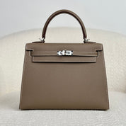 Hermès Etoupe Kelly Sellier 25 Epsom Palladium Hardware