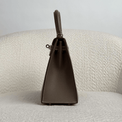 Hermès Etoupe Kelly Sellier 25 Verso Orange Epsom Palladium Hardware