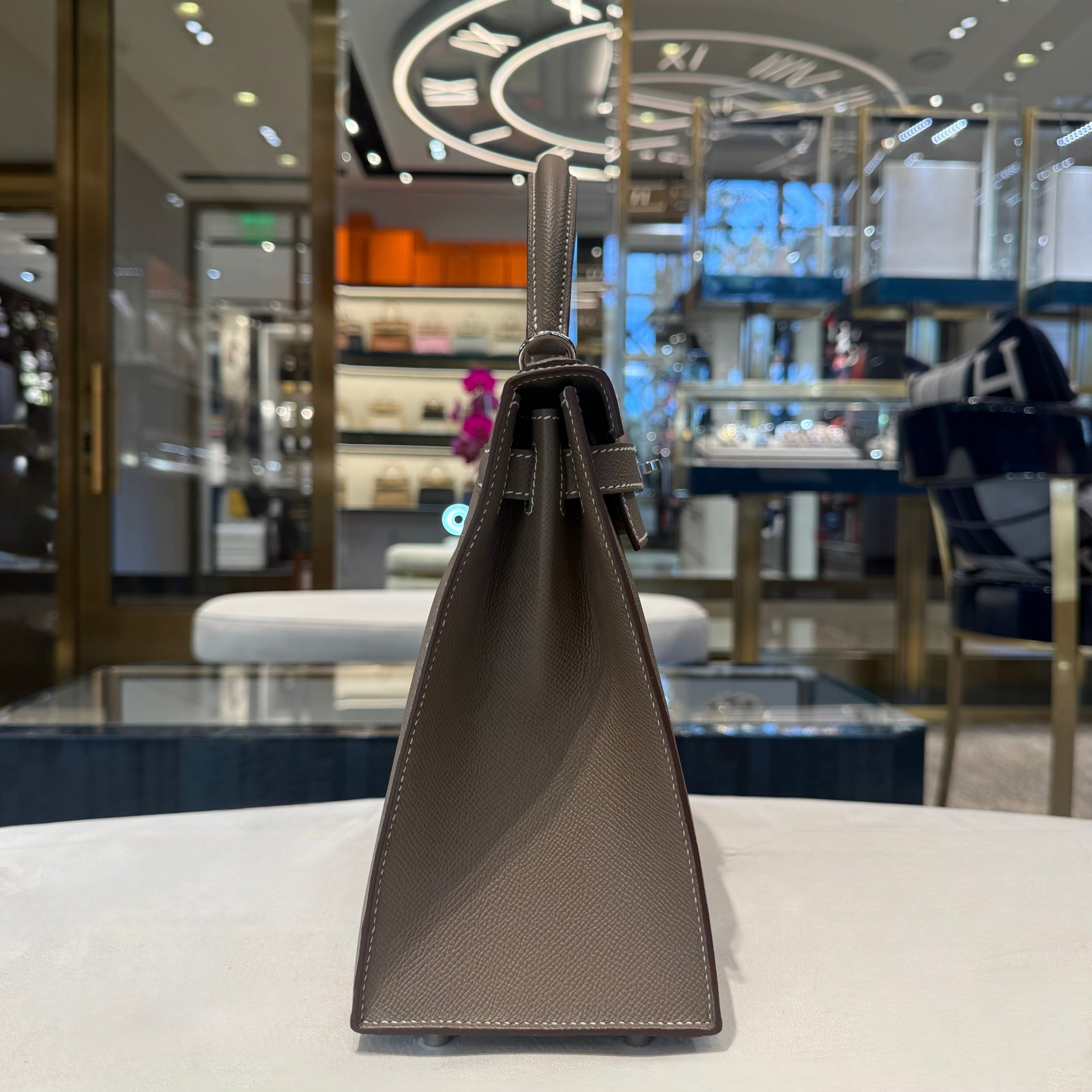 Hermès Etoupe Kelly Sellier 28 Epsom Palladium Hardware