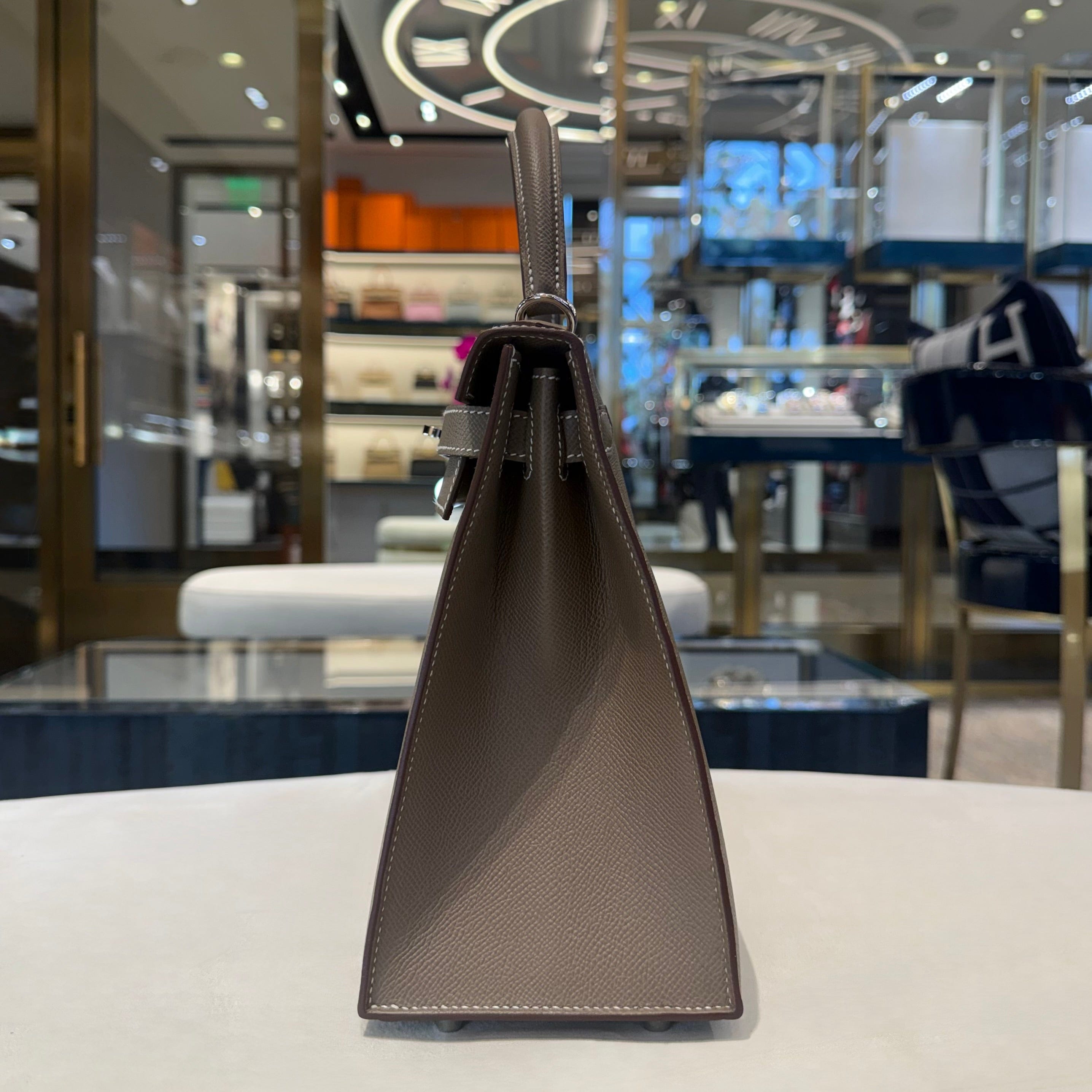 Hermès Etoupe Kelly Sellier 28 Epsom Palladium Hardware