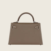 Hermès Etoupe Mini Kelly Sellier 20 Epsom Palladium Hardware