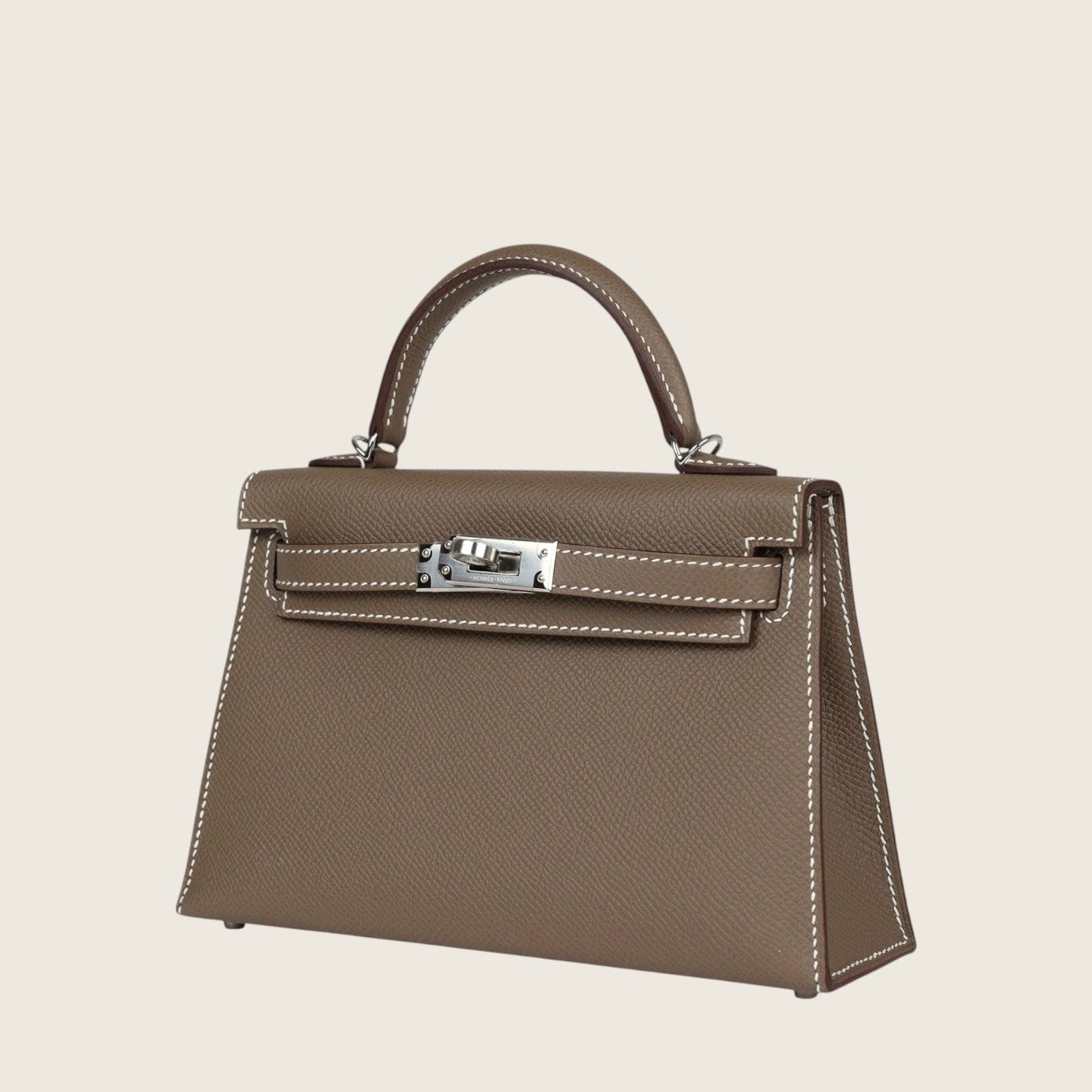 Hermès Etoupe Mini Kelly Sellier 20 Epsom Palladium Hardware