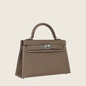 Hermès Etoupe Mini Kelly Sellier 20 Epsom Palladium Hardware