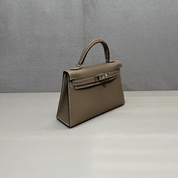 Hermès Etoupe Mini Kelly Sellier 20 Epsom Palladium Hardware