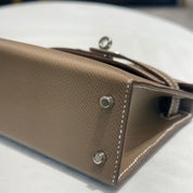 Hermès Etoupe Mini Kelly Sellier 20 Epsom Palladium Hardware