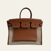 Hermès Fauve Barenia Birkin 35 A L'Envers Ficelle-Ecru H Dyed Canvas Palladium Hardware Limited Edition