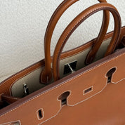 Hermès Fauve Barenia Birkin 35 A L'Envers Ficelle-Ecru H Dyed Canvas Palladium Hardware Limited Edition