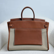 Hermès Fauve Barenia Birkin 35 A L'Envers Ficelle-Ecru H Dyed Canvas Palladium Hardware Limited Edition