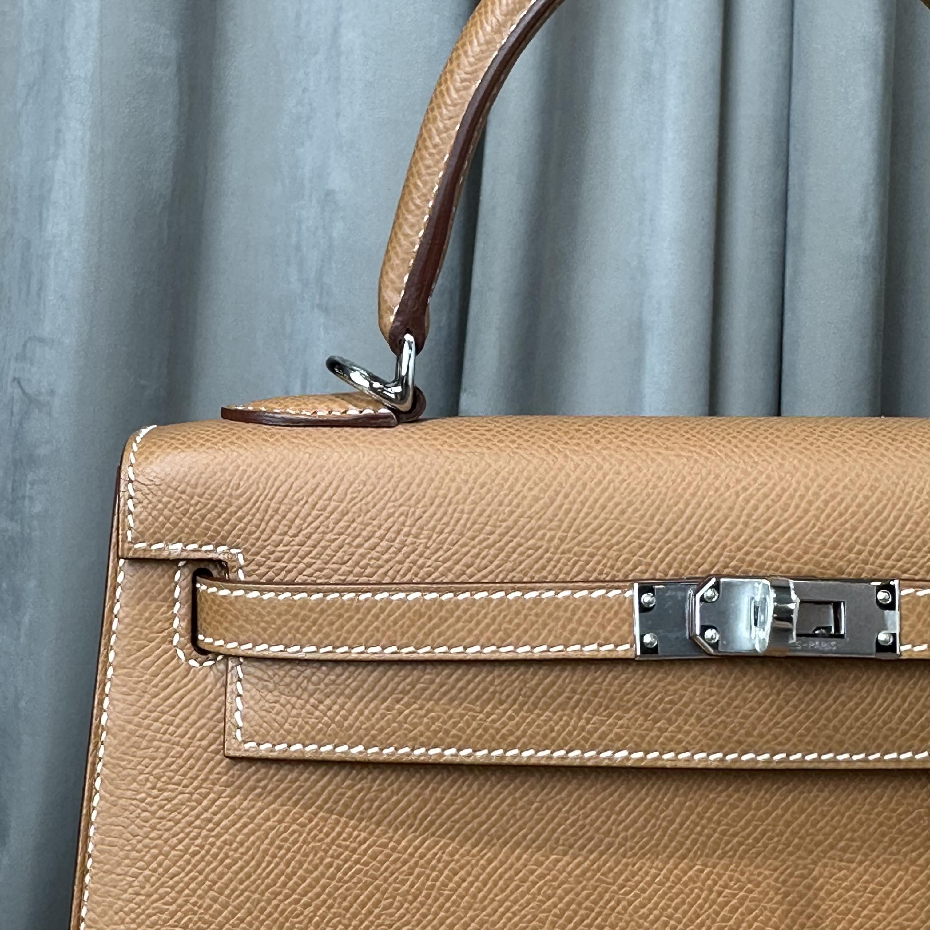 Hermès Gold Kelly 25 Sellier Epsom Palladium Hardware
