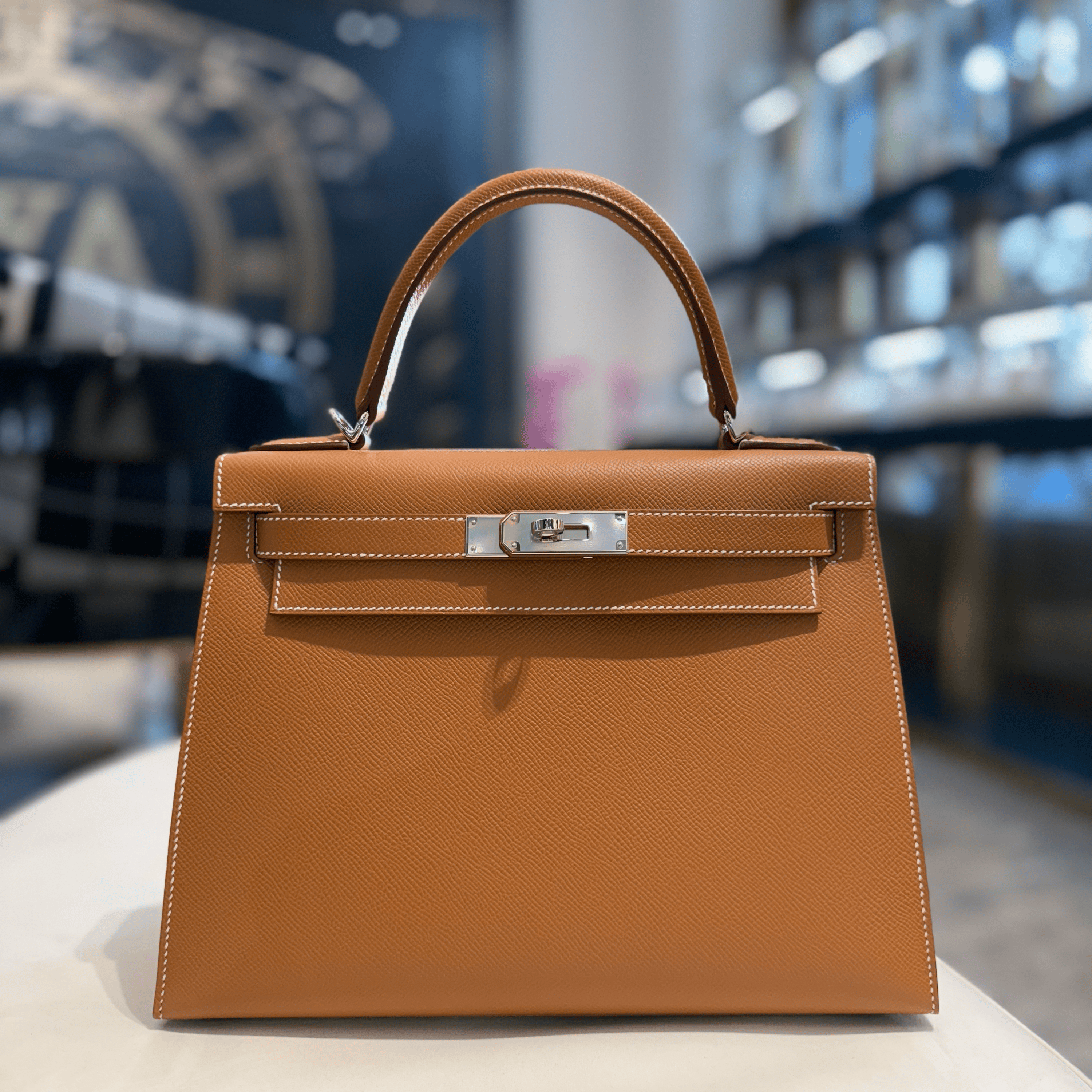 Hermès Gold Kelly 28 Sellier Epsom Palladium Hardware