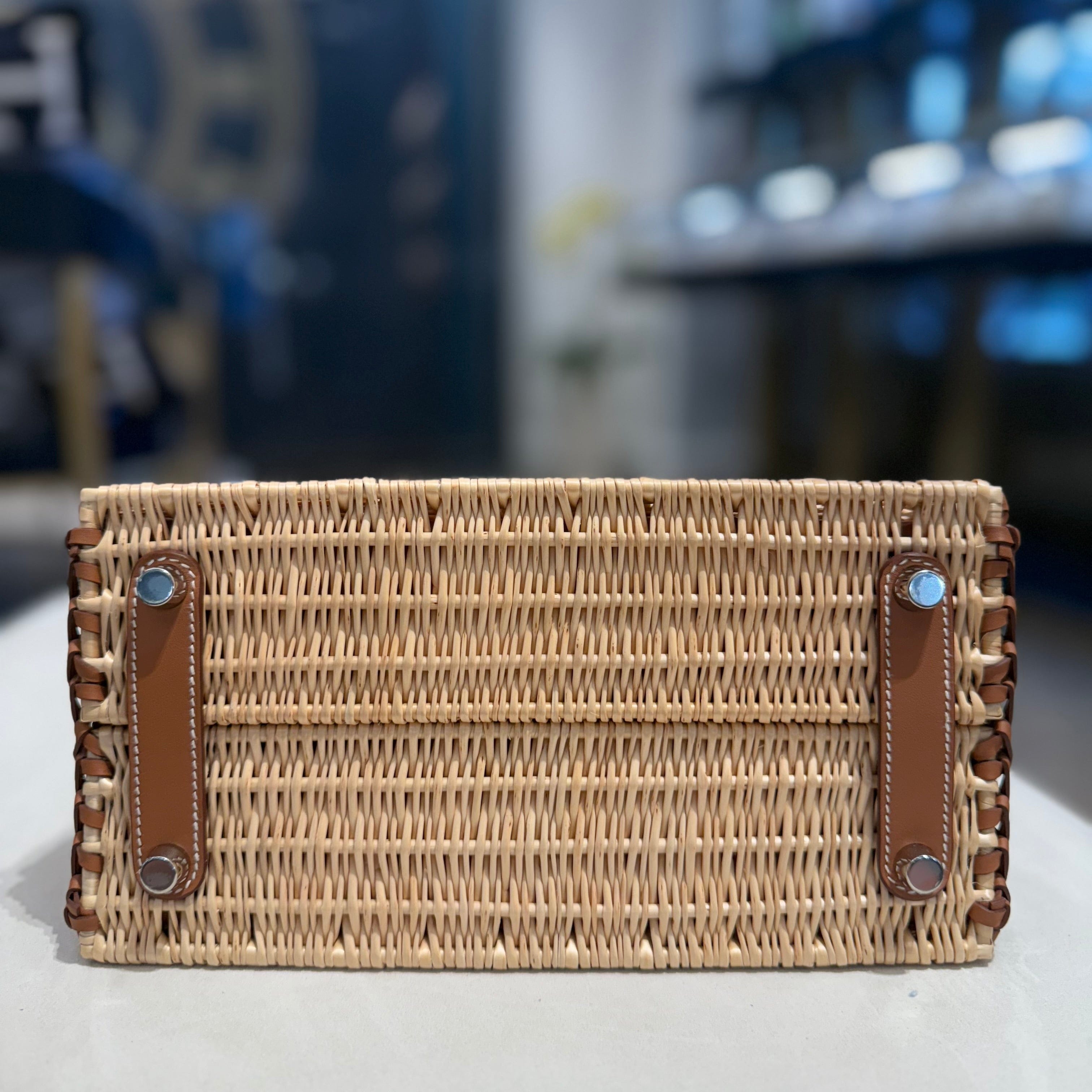 Hermès Gold Osier Wicker Picnic Birkin 25 Swift Palladium Hardware Limited Edition