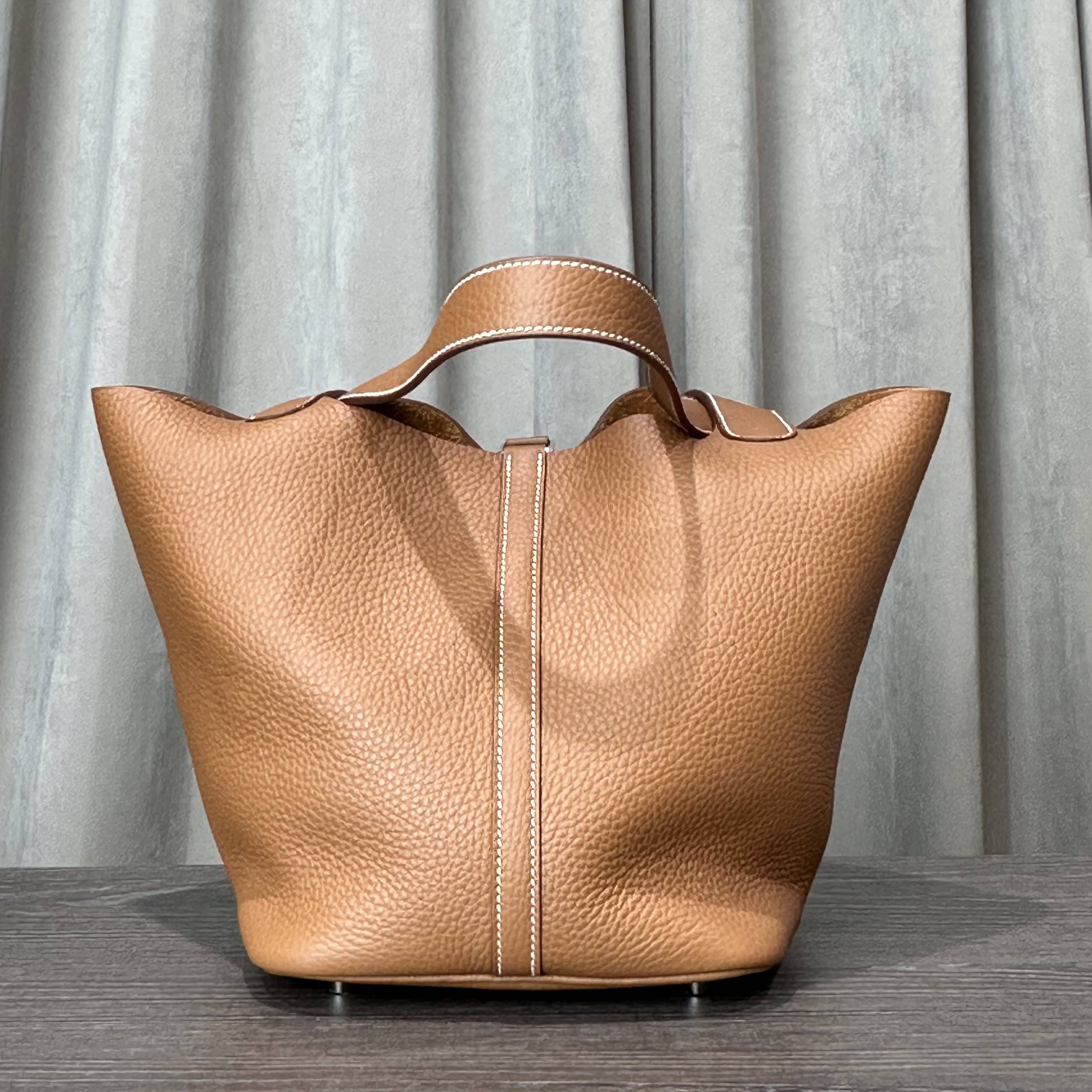 Hermès Gold Picotin Lock 22 Clemence Bull Calfskin Palladium Hardware