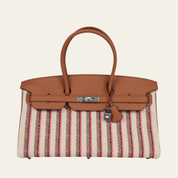 Hermès Gold Shoulder Birkin 29 Ecru, Beige, Rose Pop, Noir and Fauve Swift and Embroidered Canvas Palladium Hardware