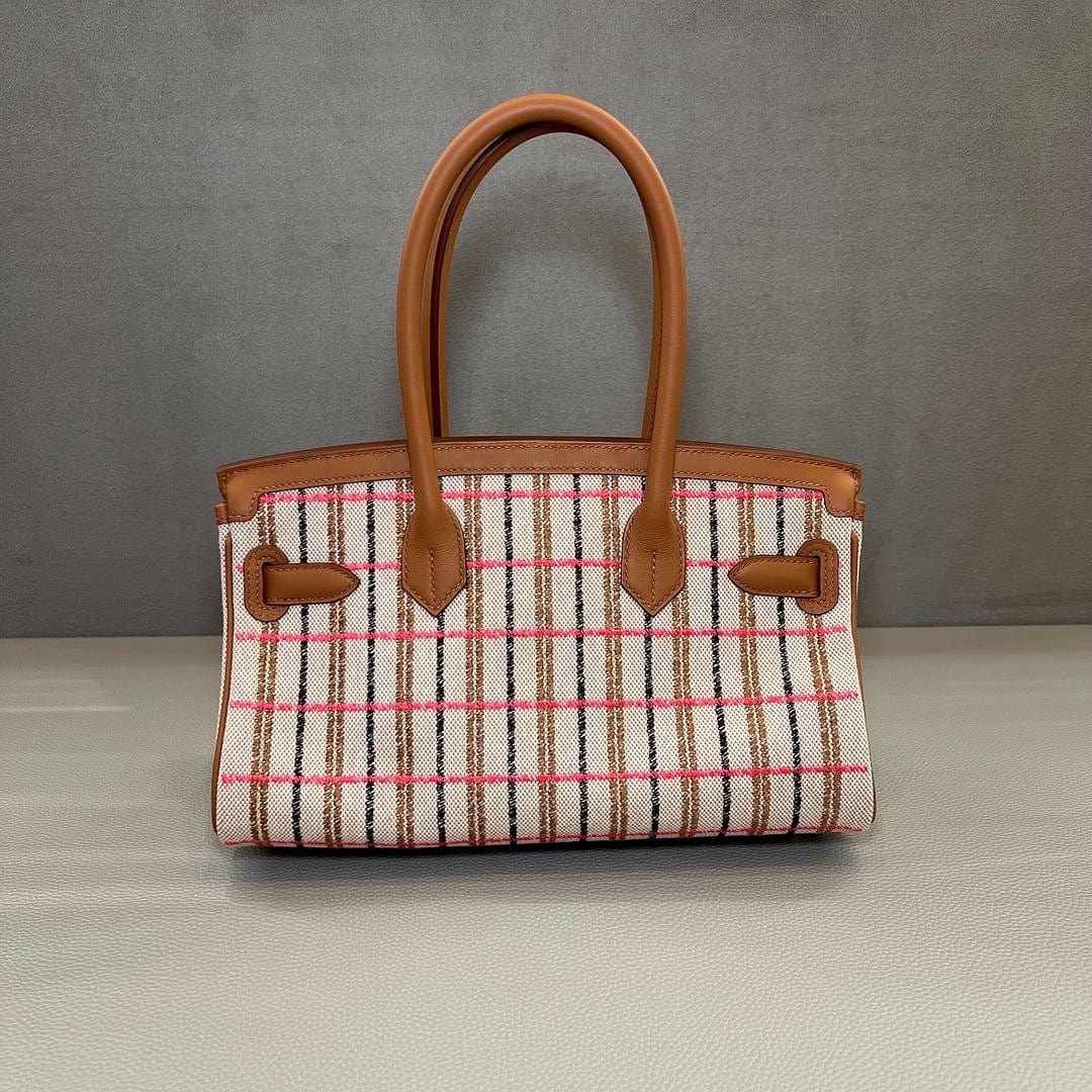 Hermès Gold Shoulder Birkin 29 Ecru, Beige, Rose Pop, Noir and Fauve Swift and Embroidered Canvas Palladium Hardware