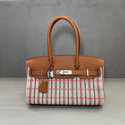 Hermès Gold Shoulder Birkin 29 Ecru, Beige, Rose Pop, Noir and Fauve Swift and Embroidered Canvas Palladium Hardware
