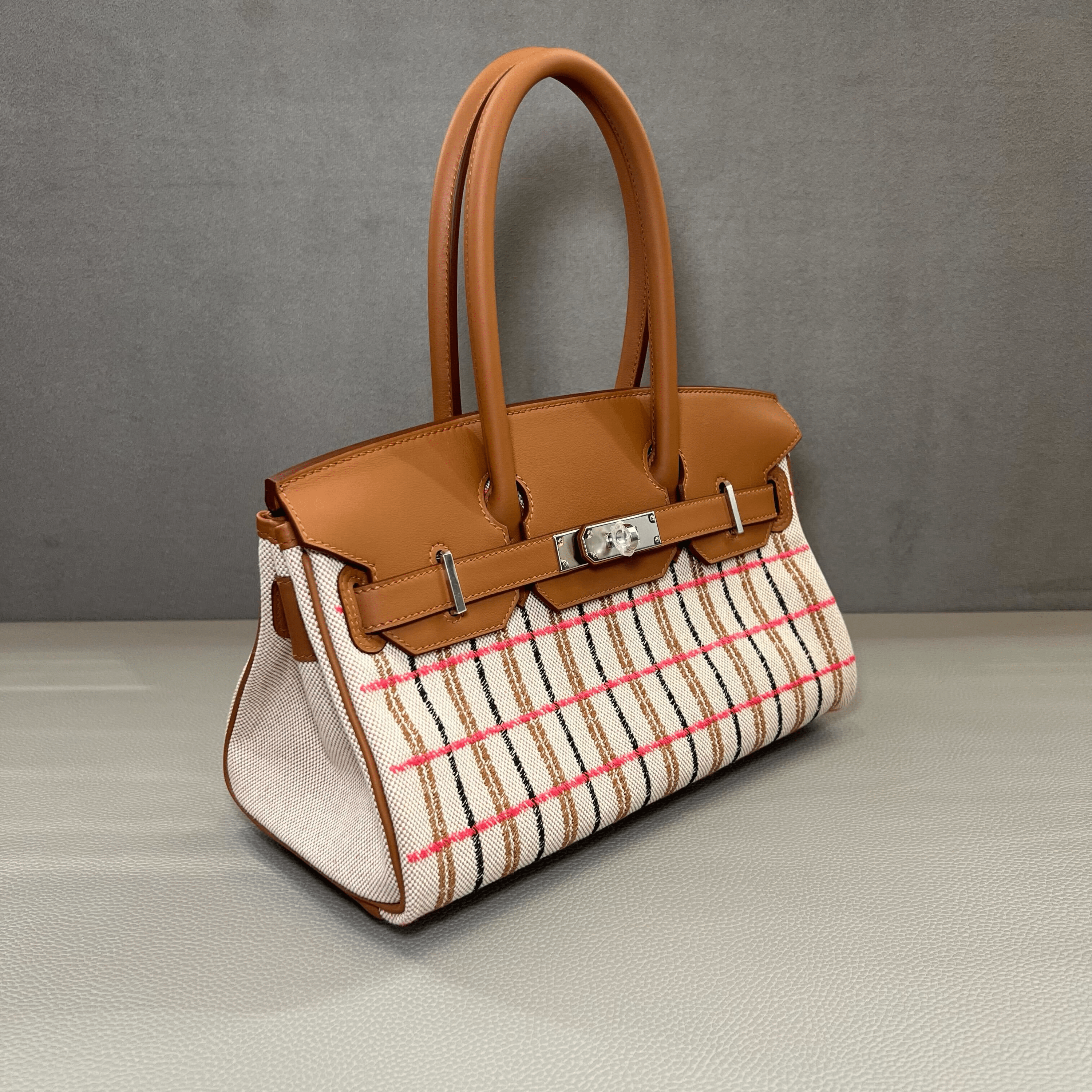 Hermès Gold Shoulder Birkin 29 Gold Swift and Embroidered Canvas Ecru, Beige, Rose Pop, Noir and Fauve Palladium Hardware