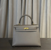 Hermès Gris Etain Kelly Sellier 25 Epsom Gold Hardware