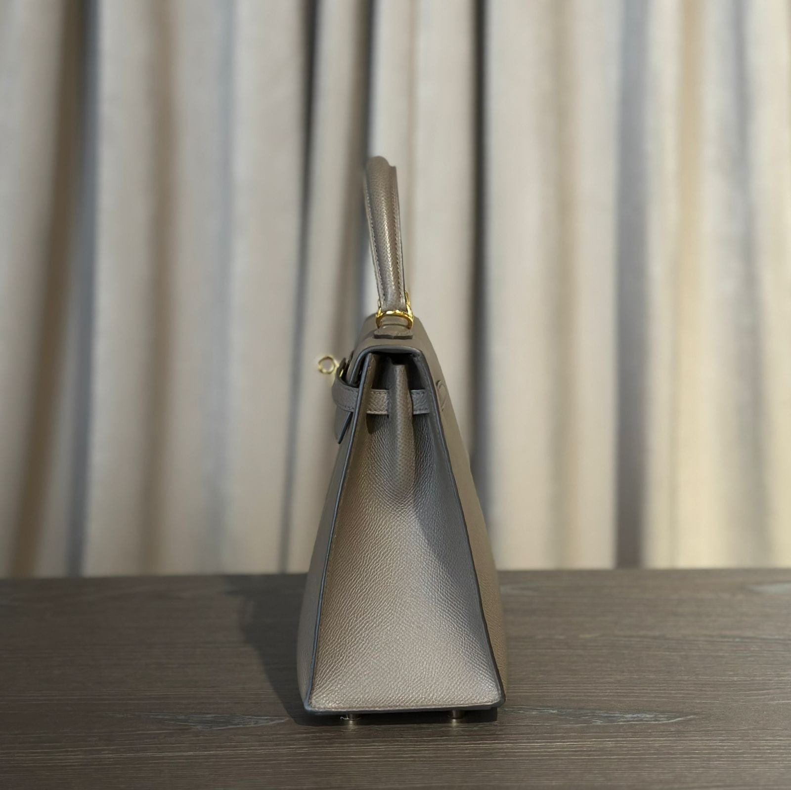 Hermès Gris Etain Kelly Sellier 25 Epsom Gold Hardware