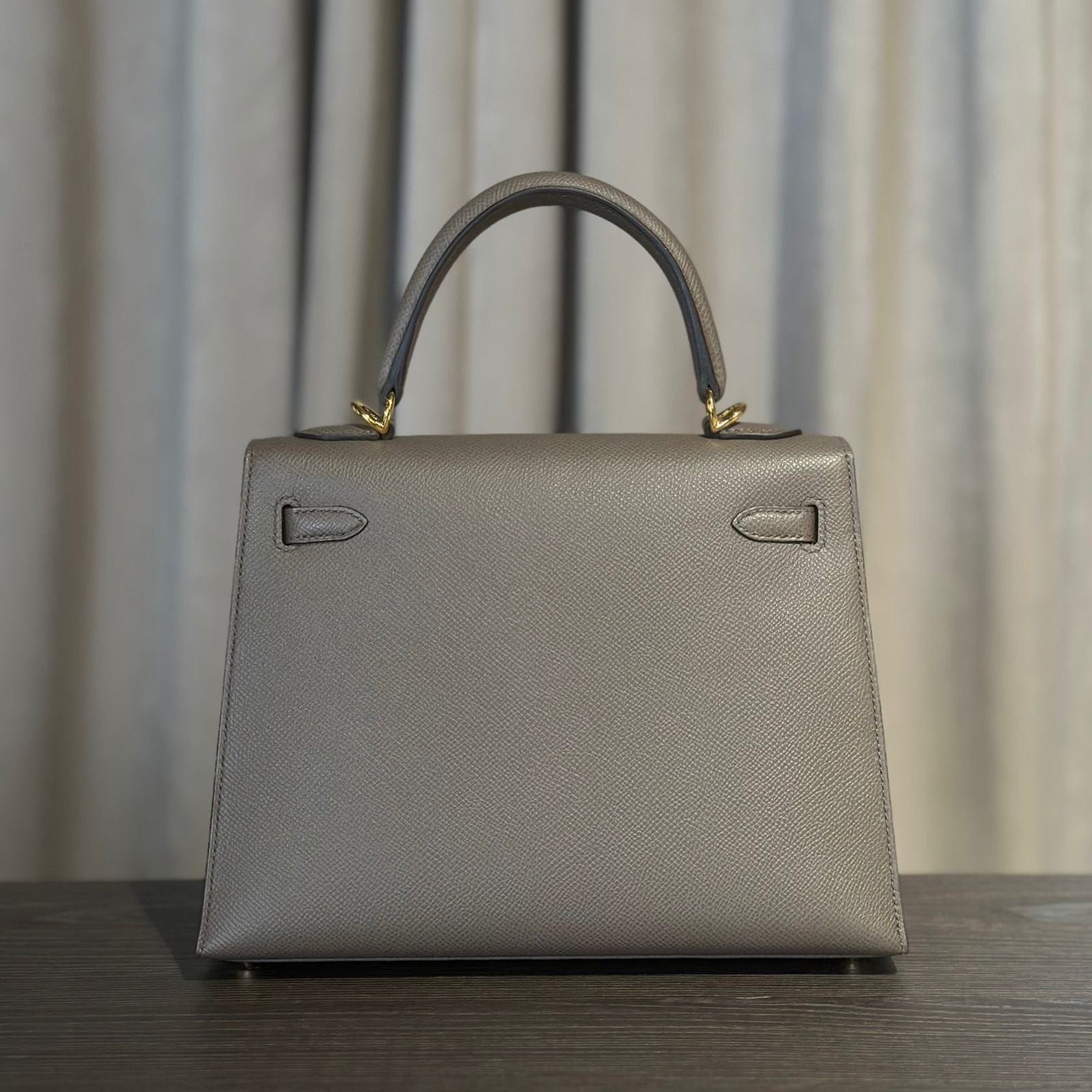 Hermès Gris Etain Kelly Sellier 25 Epsom Gold Hardware