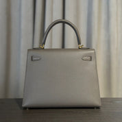 Hermès Gris Etain Kelly Sellier 25 Epsom Gold Hardware