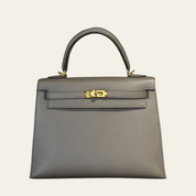 Hermès Gris Etain Kelly Sellier 25 Epsom Gold Hardware