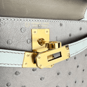 Hermès Gris Meyer and Gris Perle Mini Kelly Sellier 20 Ostrich Gold Hardware HSS