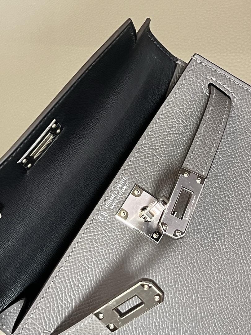 Hermès Gris Meyer and Noir Mini Kelly Sellier 20 Verso Epsom