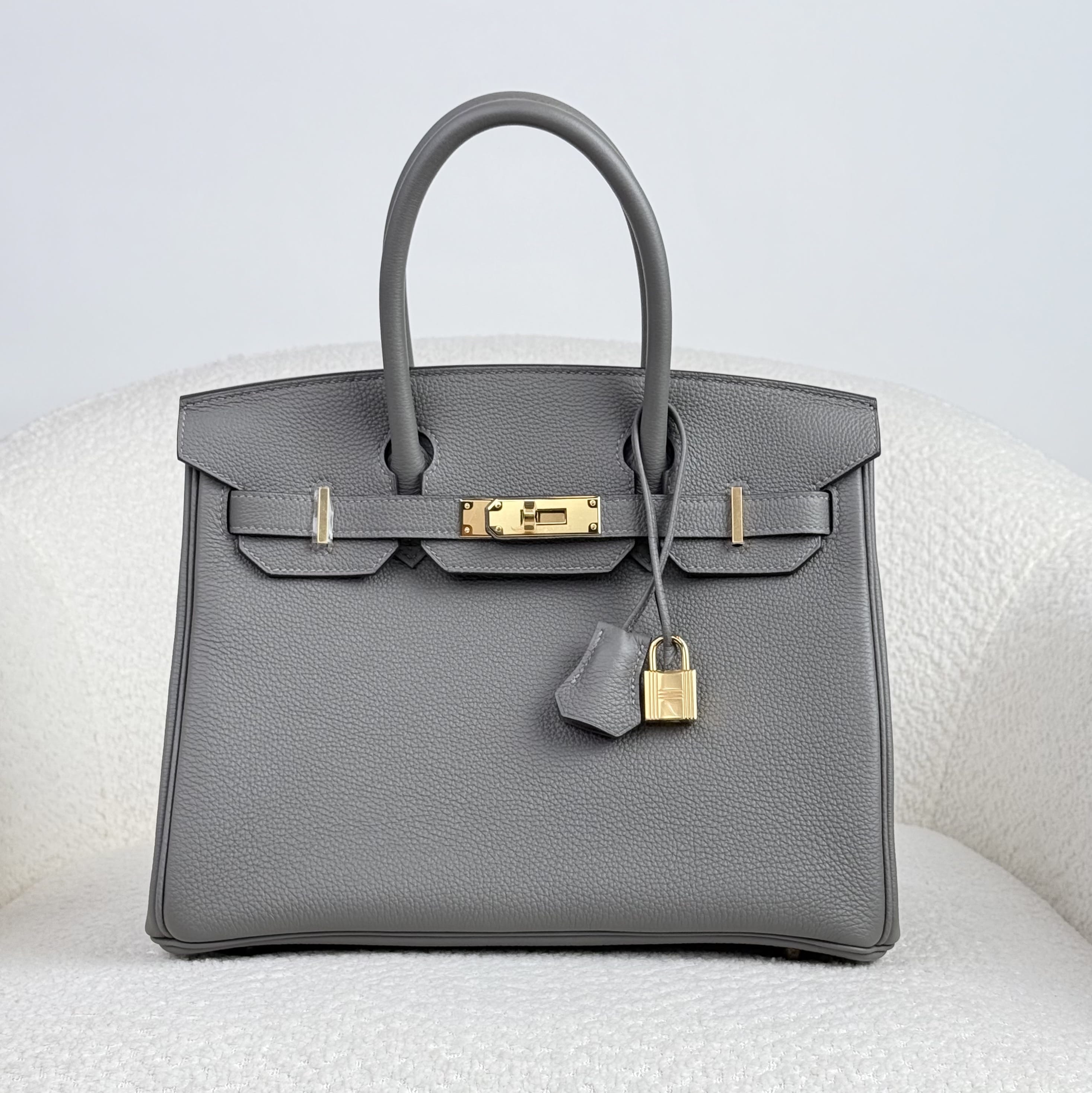Hermès Gris Meyer Birkin 30 Togo Gold Hardware