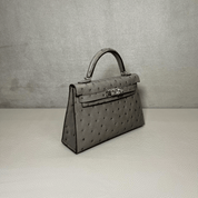 Hermès Gris Meyer Mini Kelly Sellier 20 Ostrich Palladium Hardware