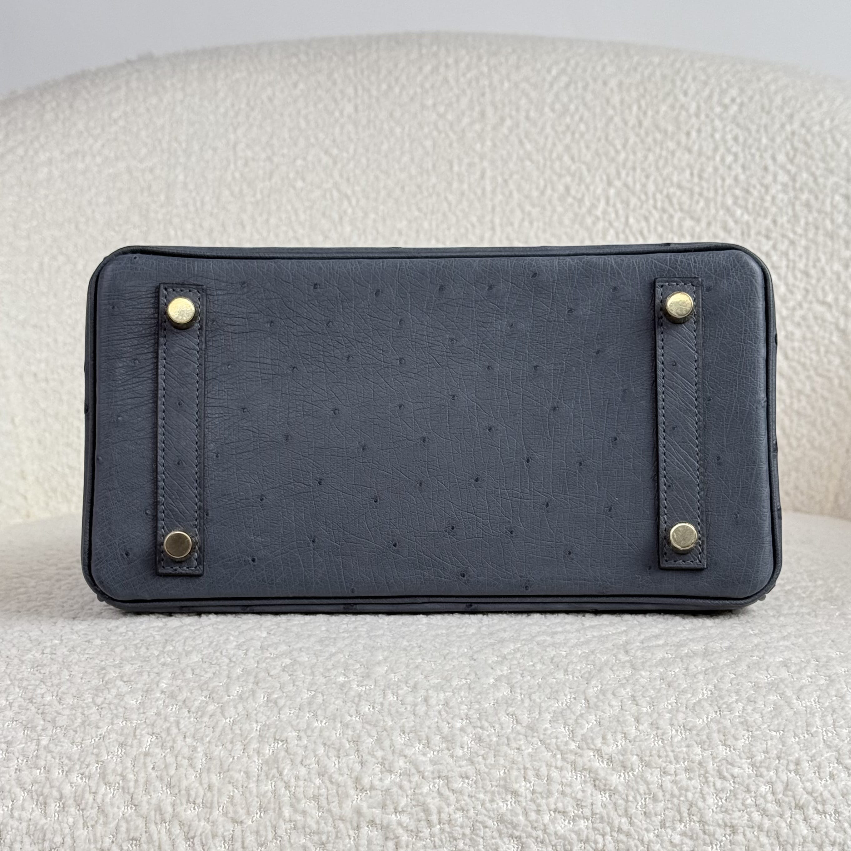 Hermès Gris Misty Birkin 25 Ostrich Gold Hardware
