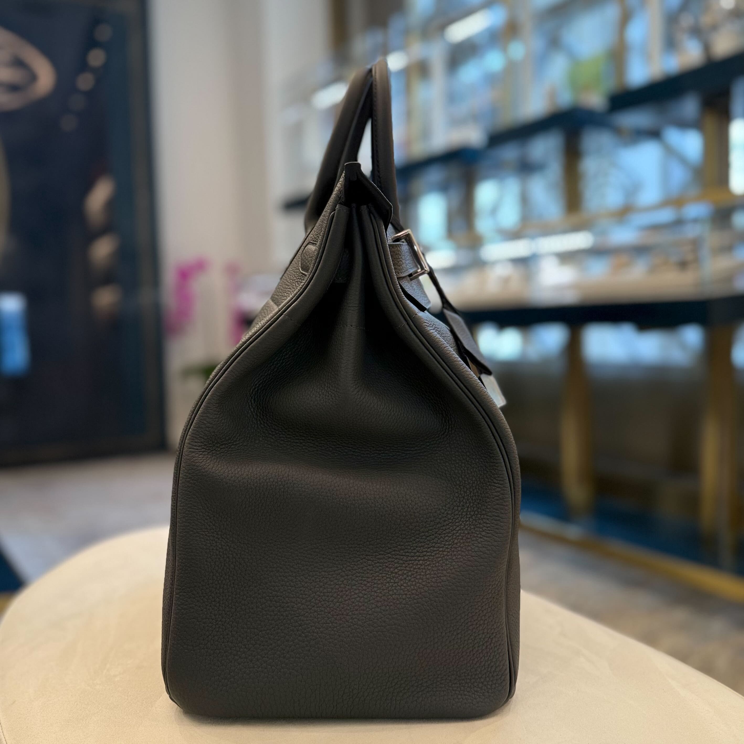 Hermès Gris Misty Birkin 40 Haut A Courroies Togo Palladium Hardware