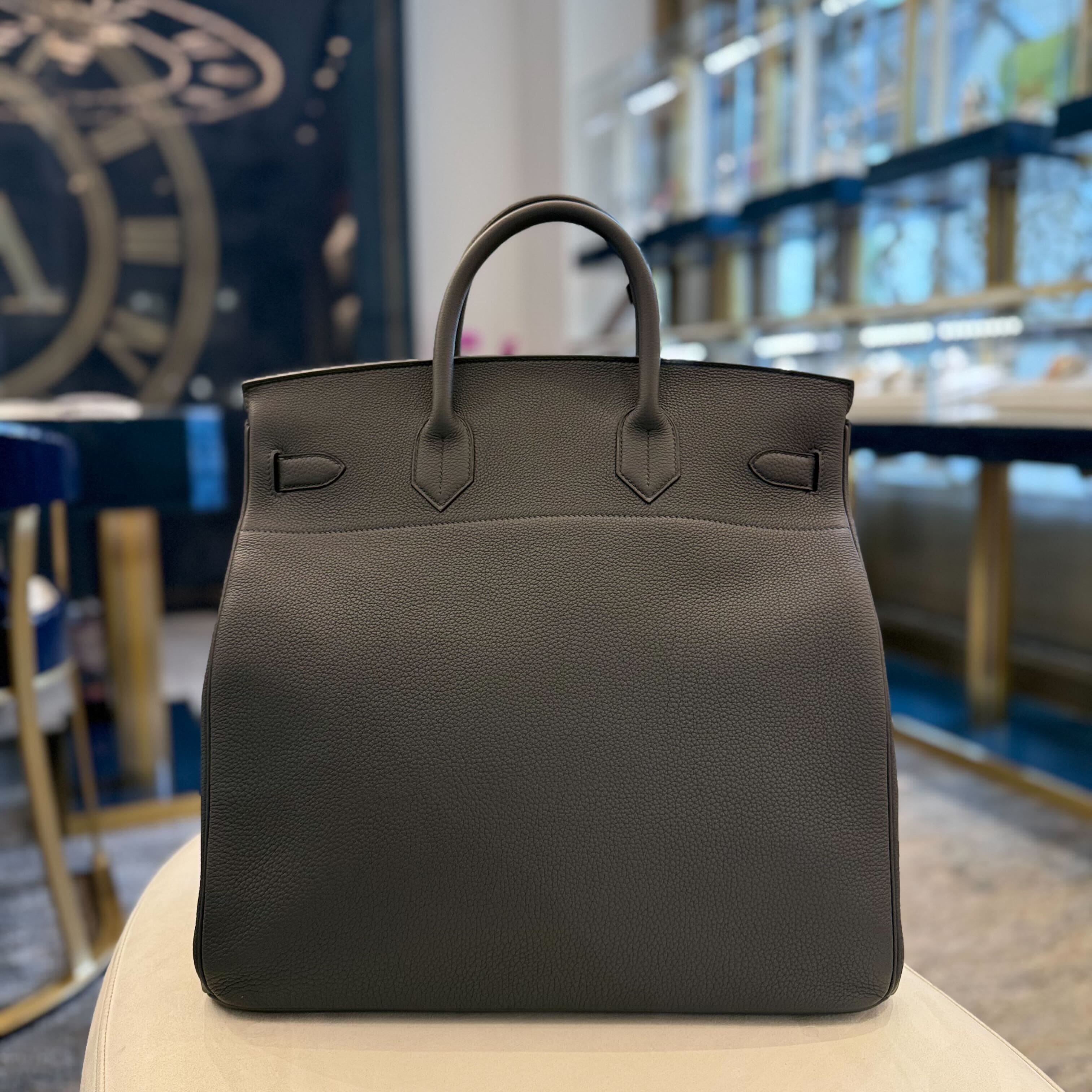 Hermès Gris Misty Birkin 40 Haut A Courroies Togo Palladium Hardware