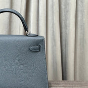 Hermès Gris Misty Mini Kelly 20 Sellier Epsom Electrum Hardware