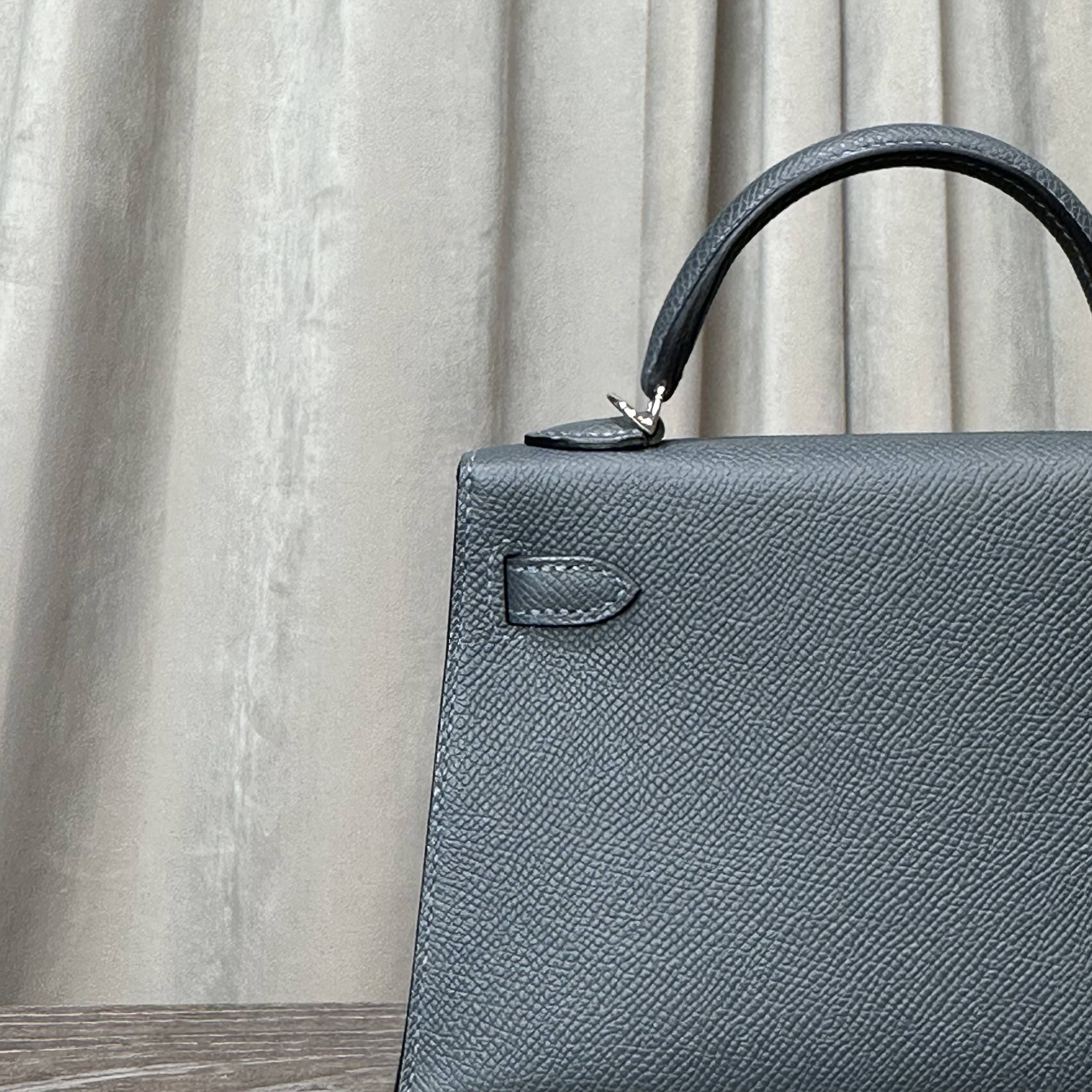 Hermès Gris Misty Mini Kelly 20 Sellier Epsom Electrum Hardware