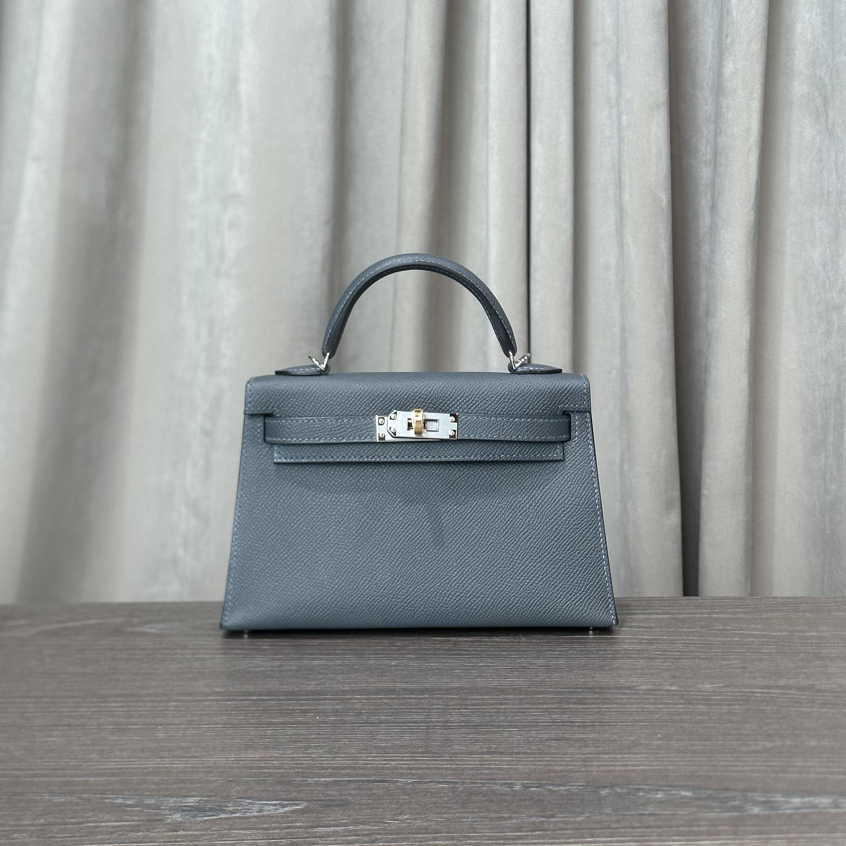 Hermès Gris Misty Mini Kelly Sellier 20 Epsom Electrum Hardware