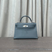 Hermès Gris Misty Mini Kelly 20 Sellier Epsom Electrum Hardware