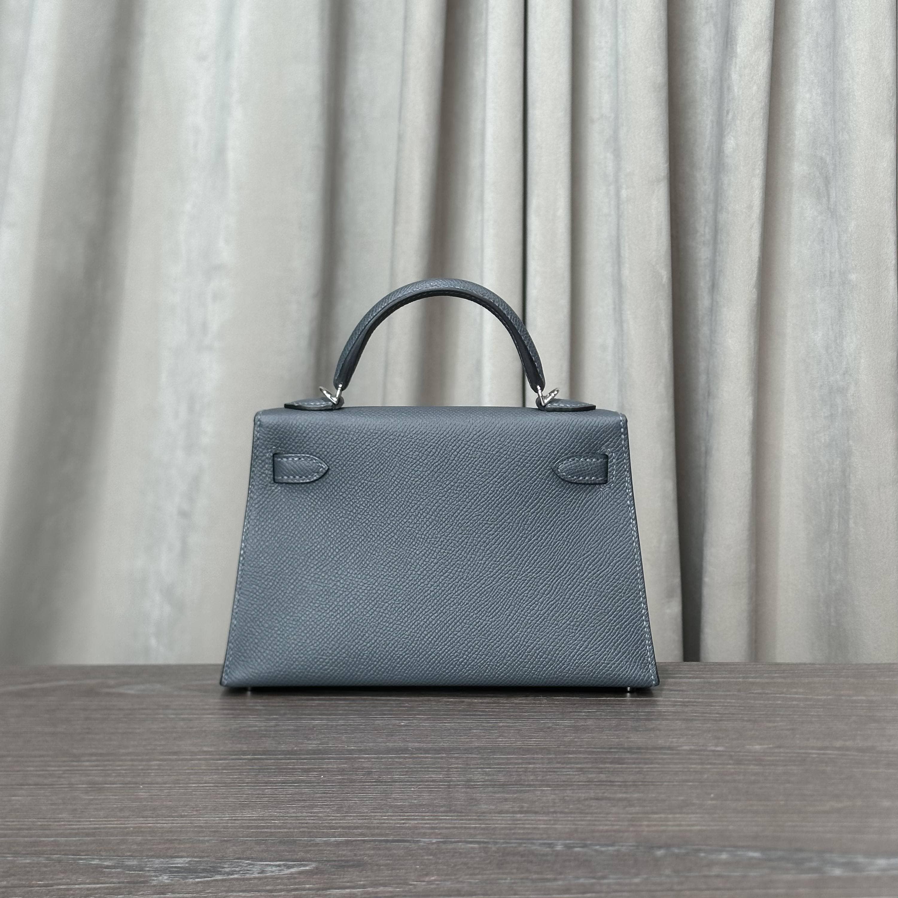 Hermès Gris Misty Mini Kelly 20 Sellier Epsom Electrum Hardware